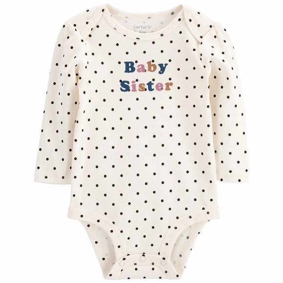 Carter’s Baby Girl "Baby Sister" Long-Sleeve Bodysuit - Size 12 Months - Picture 1 of 6